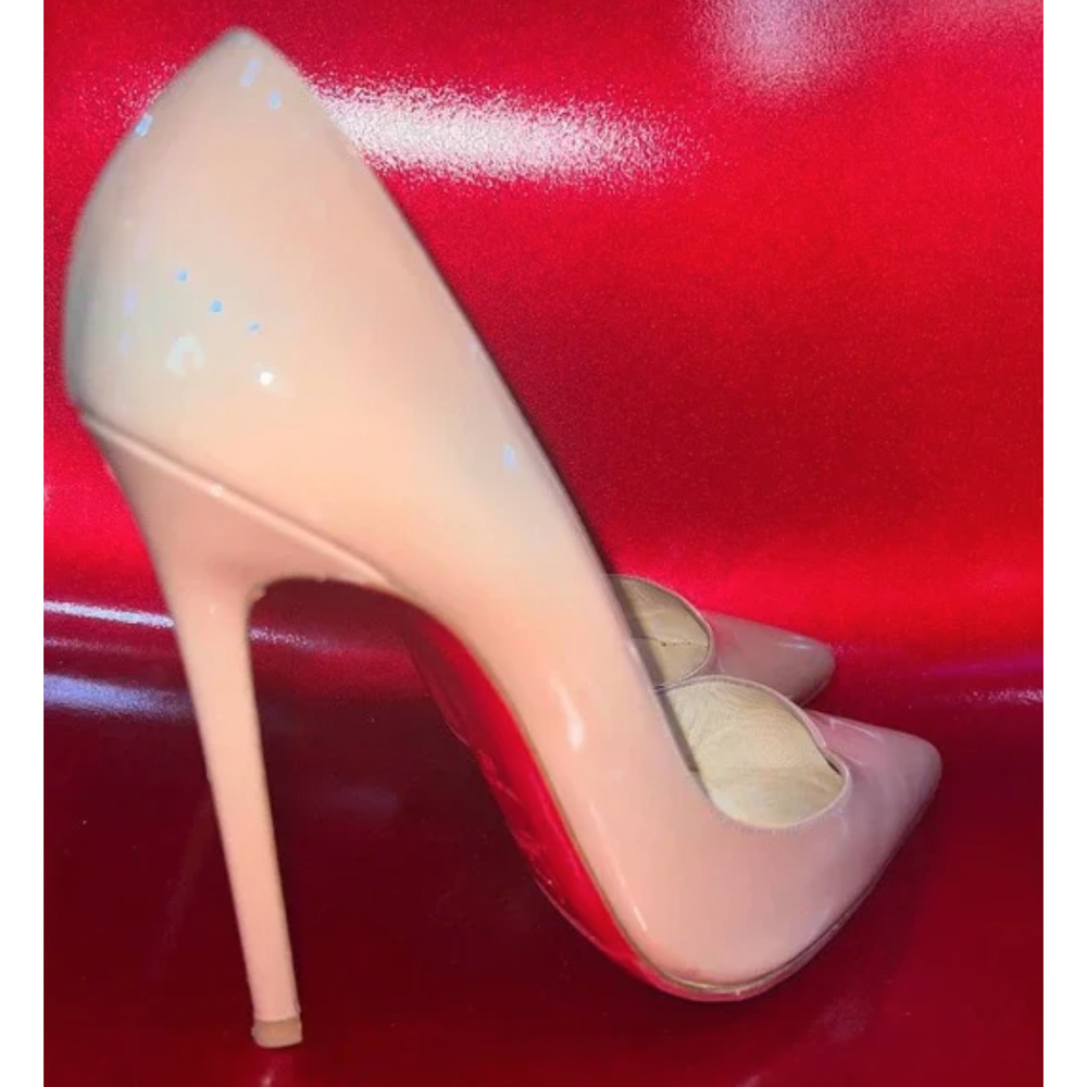 Christian Louboutin Nude Patent Leather Pigalle 120 size 42 heels